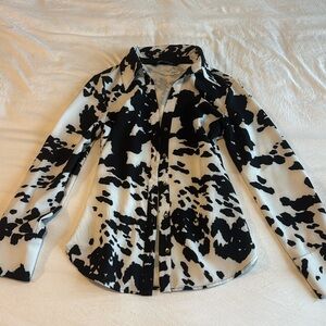 Zara Cow Print Button Up with gold buttons